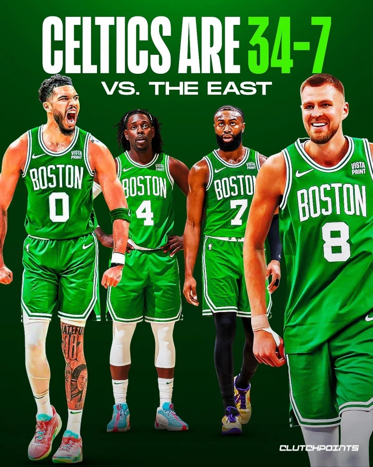 高歌猛进！凯尔特人本赛季对阵东部球队战绩34胜7负！