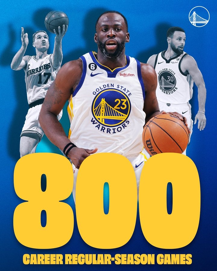 追梦勇士生涯常规赛出战场次达到800场 队史第三人！