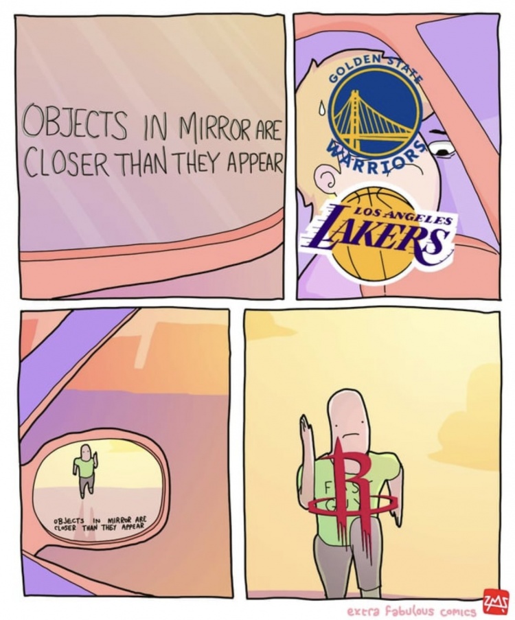 距附加赛2.5个胜场美媒晒趣图：湖勇等待起飞 火箭奋力追机