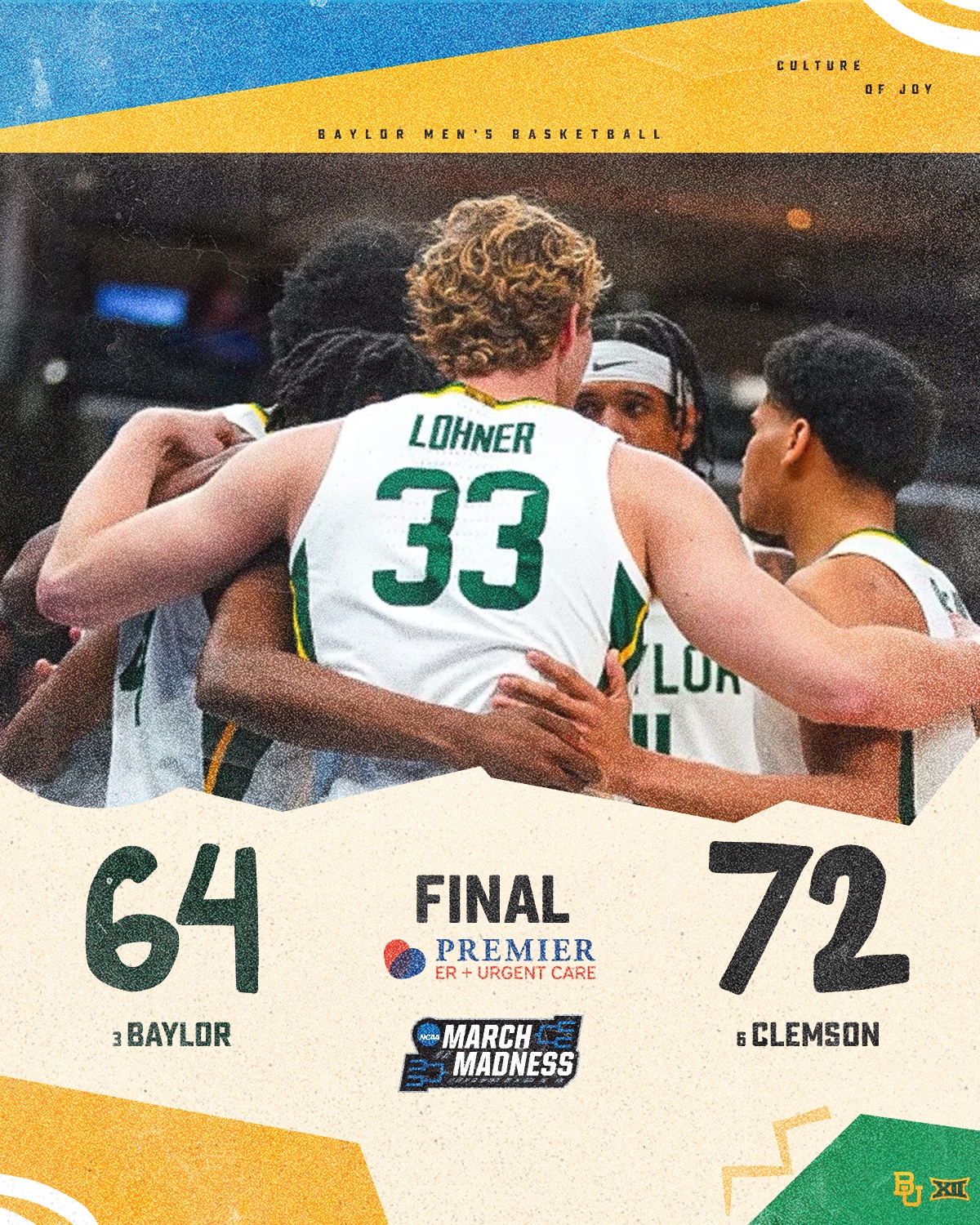 贝勒大学惨遭下克上无缘16强 热门秀“假科比”空砍20+6