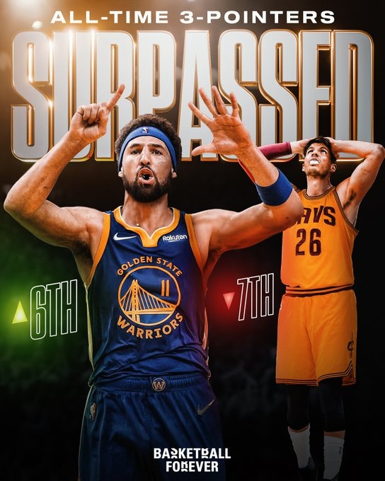 里程碑！克莱生涯三分命中数超科沃尔 独占历史第6